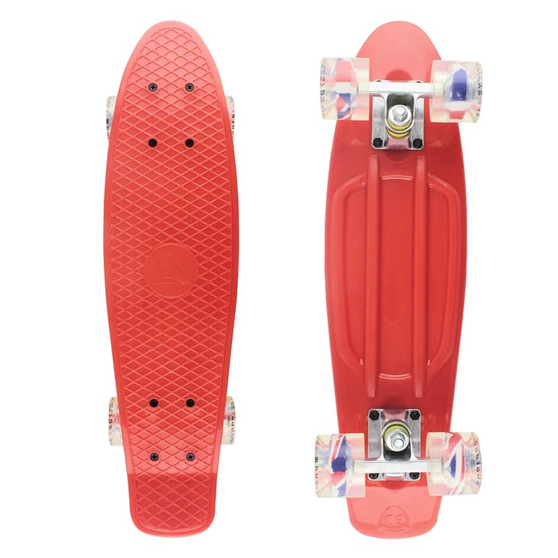 Meketec Skateboards Red Kids Mini Cruiser Retro Boy Girl Skateboard for Birthday Kids Youth Beginners Children Toddler Teenagers Adults Dog 22 inch (Red) - Image 2